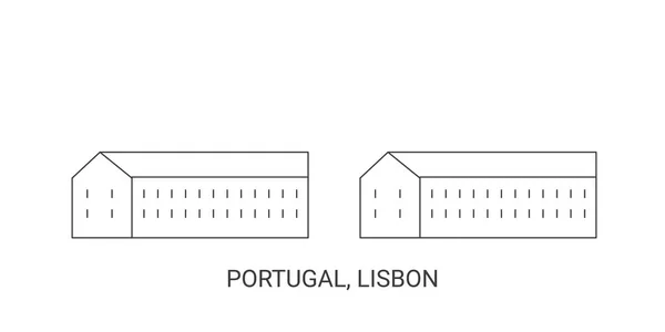 Portugal Lisboa Viagem Marco Linha Vetor Ilustração — Vetor de Stock