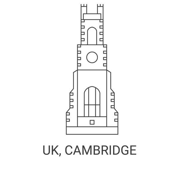 Inglaterra Cambridge Viagem Marco Linha Vetor Ilustração — Vetor de Stock