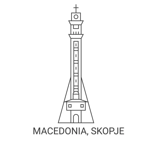 マケドニア スコピエ旅行ランドマークラインベクトルイラスト — ストックベクタ