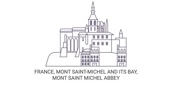 Frankrike Mont Saintmichel Och Dess Bukt Mont Saint Michel Abbey — Stock vektor