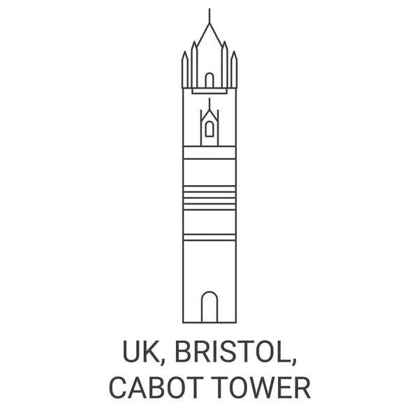 England Bristol Cabot Tower Resa Landmärke Linje Vektor Illustration — Stock vektor