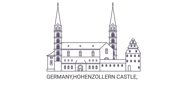 Deutschland Burg Hohenzollern Reise Meilenstein Linienvektorillustration — Stockvektor