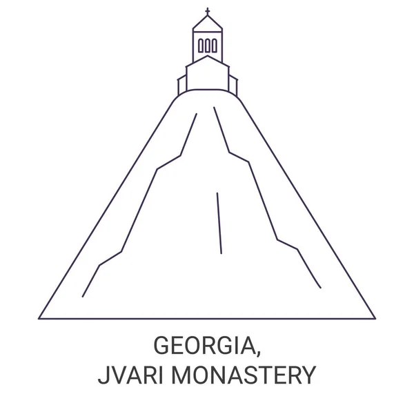 Georgien Jvari Kloster Resa Landmärke Linje Vektor Illustration — Stock vektor