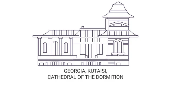 Georgia Kutaisi Cathedral Dormition Travel Landmark Line Vector Illustration — 图库矢量图片
