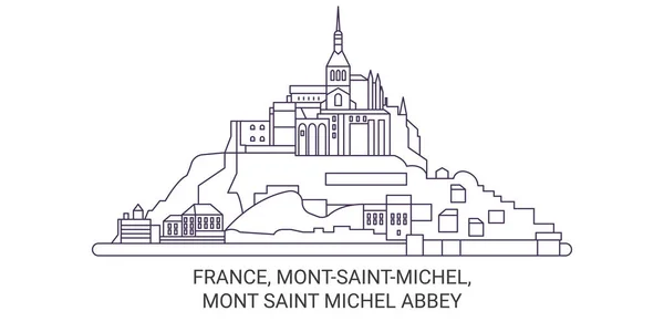 Francie Montsaintmichel Mont Saint Michel Abbey Cestovní Orientační Linie Vektorové — Stockový vektor
