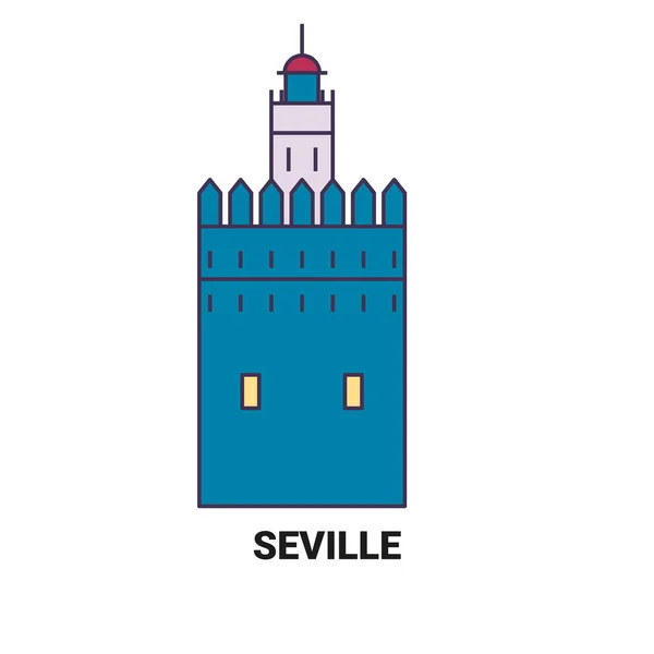 Espagne Séville Illustration Vectorielle Ligne Historique Voyage — Image vectorielle