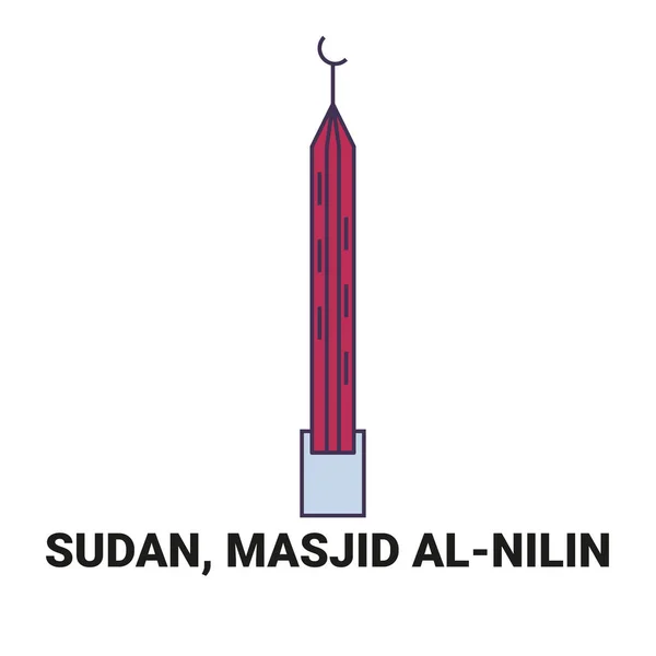 Soudan Masjid Alnilin Illustration Vectorielle Ligne Repère Voyage — Image vectorielle