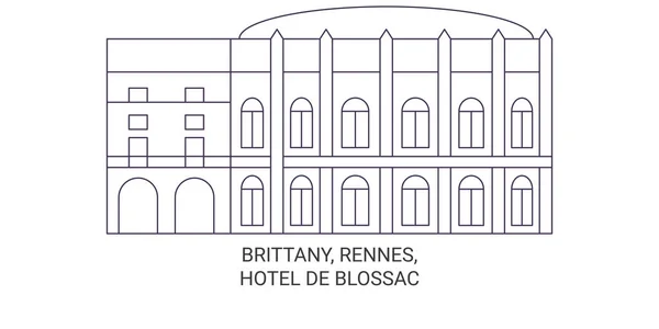 France Rennes Hotel Blossac Illustration Vectorielle Ligne Voyage — Image vectorielle