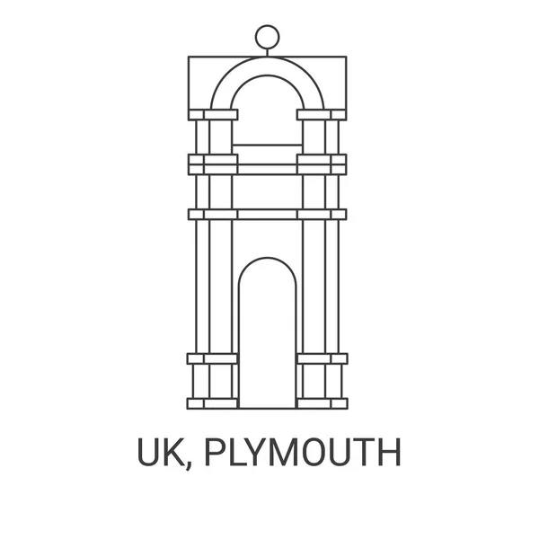 England Plymouth Resa Landmärke Linje Vektor Illustration — Stock vektor