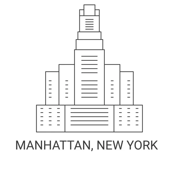 Usa Manhattan New York Resa Landmärke Linje Vektor Illustration — Stock vektor