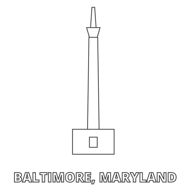United States Baltimore Maryland Monument Travel Landmark Line Vector Illustration — Stock Vector