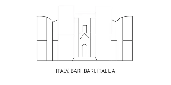 Italy Bari Bari Italija Travel Landmark Line Vector Illustration — Stock Vector