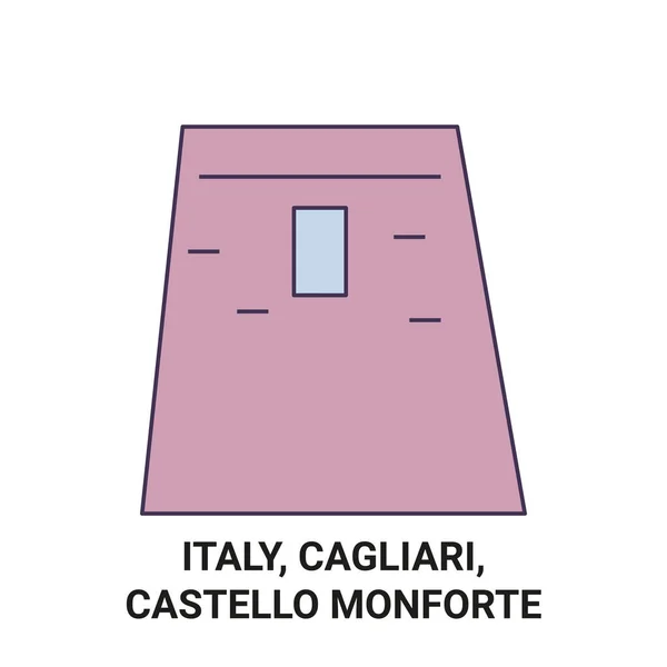 Italie Cagliari Castello Monforte Illustration Vectorielle Ligne Voyage — Image vectorielle