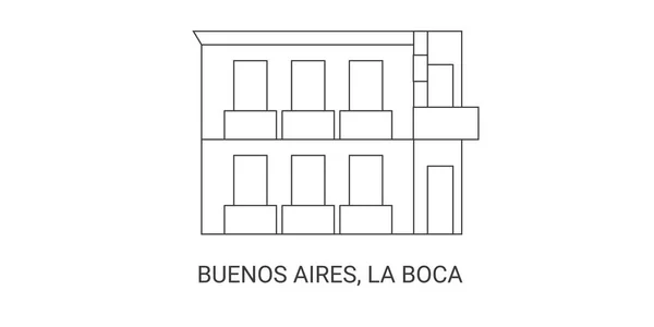 Argentina Buenos Aires Boca Viagem Marco Linha Vetor Ilustração —  Vetores de Stock