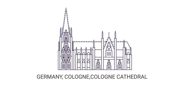 ドイツ ケルン ケルン大聖堂 旅行ランドマークラインベクトルイラスト — ストックベクタ