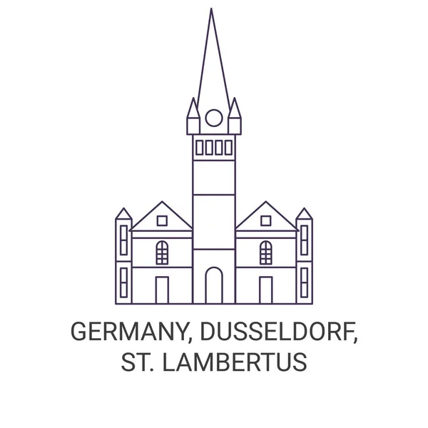 Niemcy Dusseldorf Lambertus Podróży Punkt Orientacyjny Linii Wektor Ilustracja — Wektor stockowy