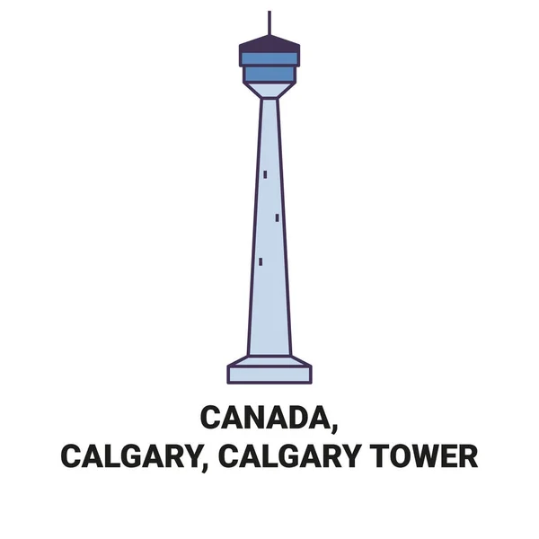 Canadá Calgary Calgary Tower Viagem Marco Linha Vetor Ilustração —  Vetores de Stock
