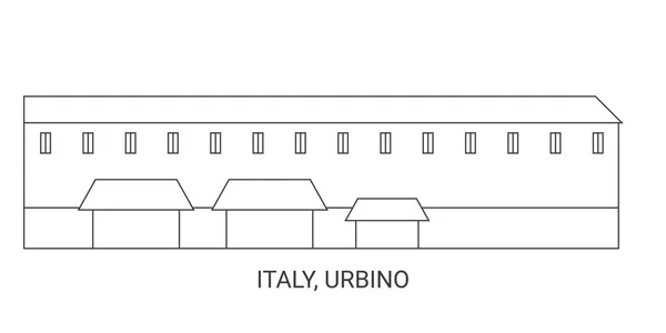 Italien Urbino Reise Meilenstein Linienvektorillustration — Stockvektor