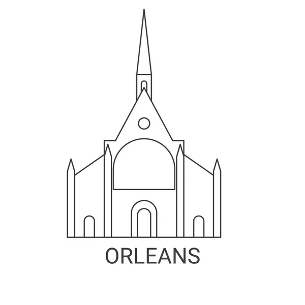 stock vector France, Orleans travel landmark line vector illustration