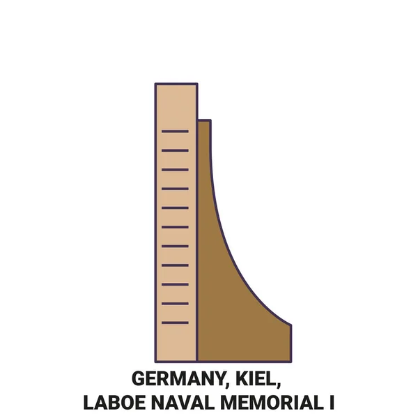 Allemagne Kiel Mémorial Naval Laboe Illustration Vectorielle Ligne Repère Voyage — Image vectorielle