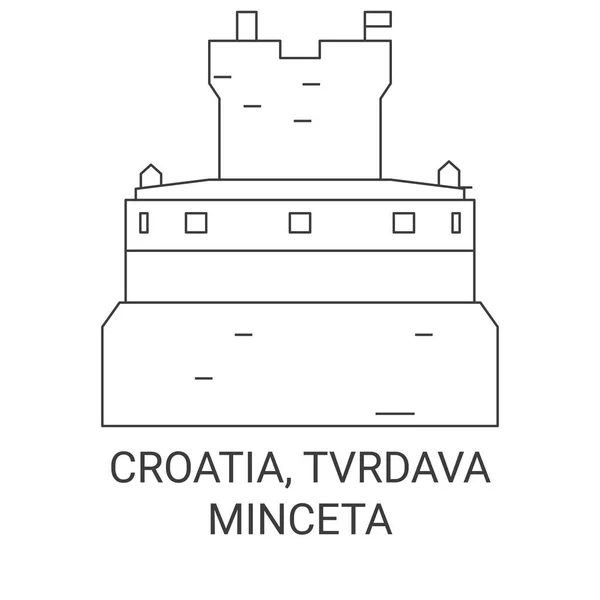 Croacia Tvrdava Minceta Viaje Hito Línea Vector Ilustración — Vector de stock
