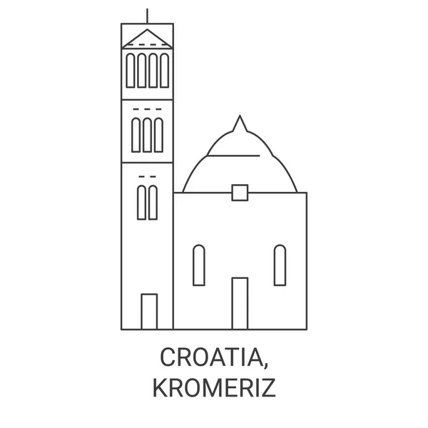 クロアチア Kromeriz旅行ランドマークラインベクトルイラスト — ストックベクタ