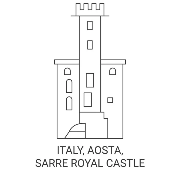 Italie Aoste Sarre Illustration Vectorielle Ligne Voyage Château Royal — Image vectorielle