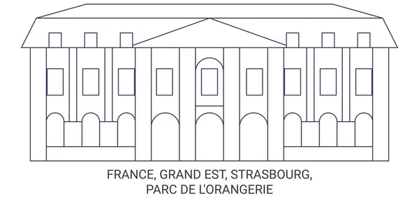 France Grand Est Strasbourg Parc Lorangerie Illustration Vectorielle Ligne Voyage — Image vectorielle