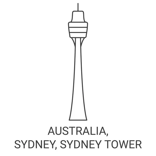 Australia Sydney Sydney Tower Travel Landmark Line Vector Illustration — Stock Vector