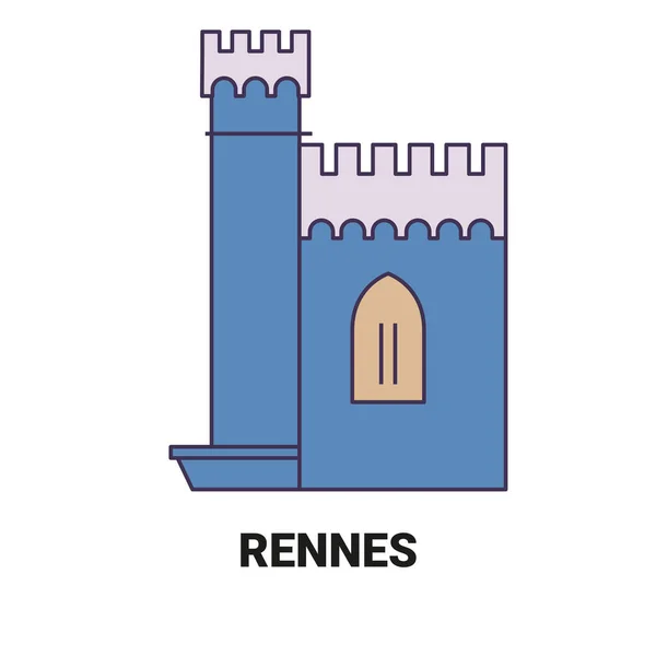 França Rennes Viagem Marco Linha Vetor Ilustração —  Vetores de Stock