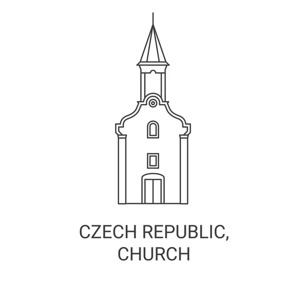 Republik Ceko Gereja Perjalanan Landmark Garis Vektor Ilustrasi - Stok Vektor
