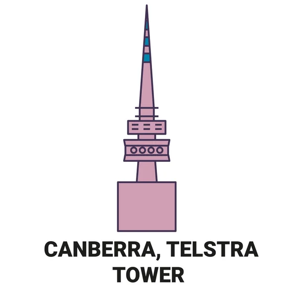 Australien Canberra Telstra Towe Reise Meilenstein Linienvektorillustration — Stockvektor