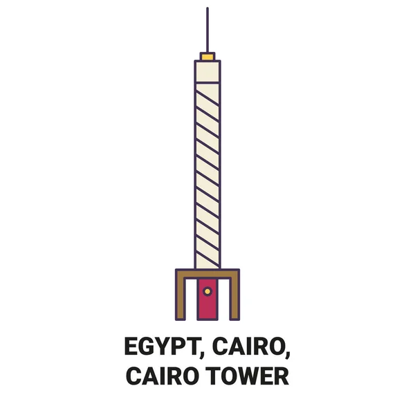 Egyiptom Kairó Kairó Tower Utazás Mérföldkő Vonal Vektor Illusztráció — Stock Vector