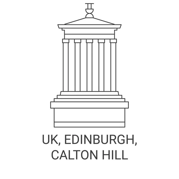 England Edinburgh Calton Hill Resa Landmärke Linje Vektor Illustration — Stock vektor