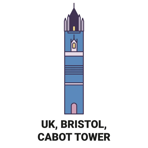 England Bristol Cabot Tower Travel Landmark Line Vector Illustration — стоковий вектор