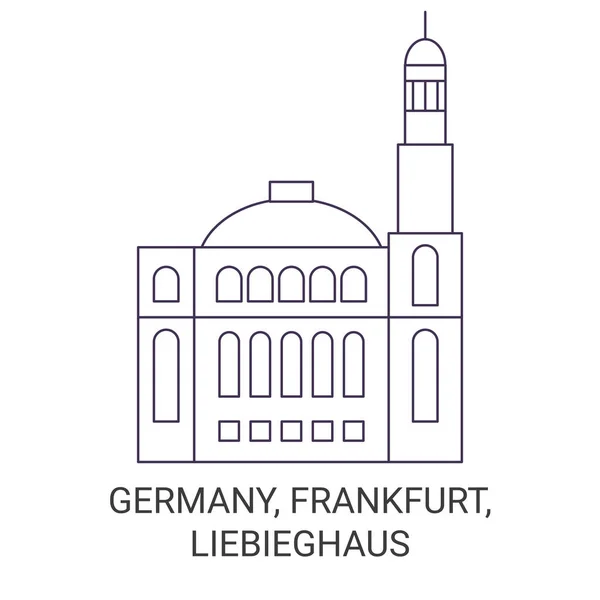 Alemania Frankfurt Liebieghaus Recorrido Hito Línea Vector Ilustración — Vector de stock