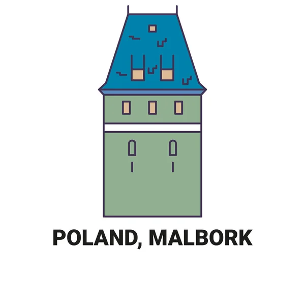 Polonya Malbork Tpfertor Seyahat Çizgisi Vektör Illüstrasyonu — Stok Vektör