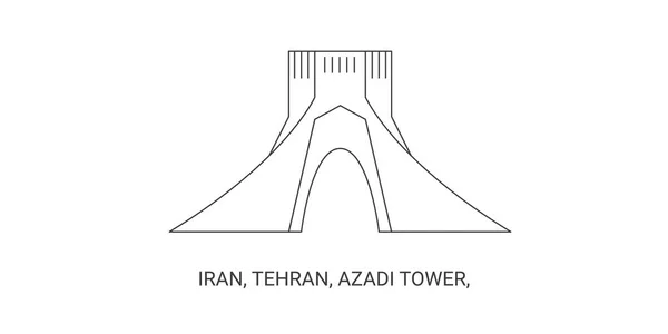 Iran Téhéran Azadi Tower Illustration Vectorielle Ligne Repère Voyage — Image vectorielle
