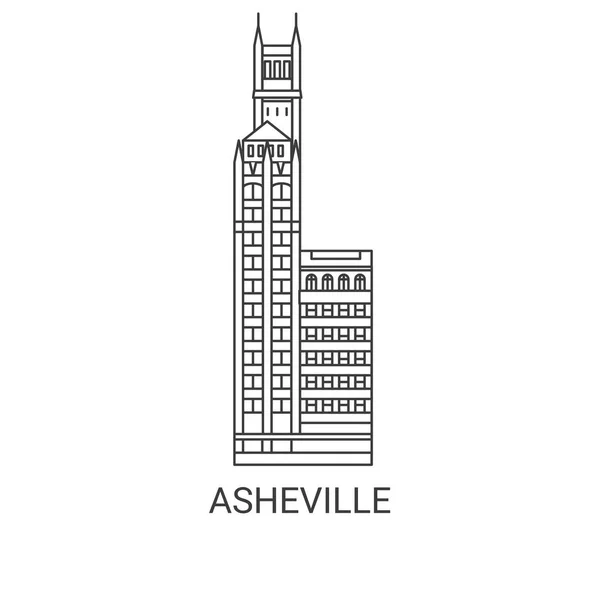 Usa Asheville Viagem Marco Linha Vetor Ilustração —  Vetores de Stock