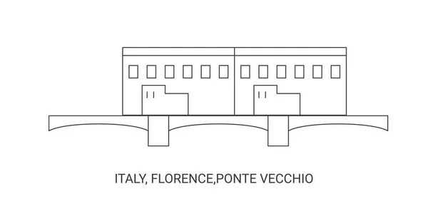 意大利 佛罗伦萨 Ponte Vecchio 旅行地标线矢量图解 — 图库矢量图片