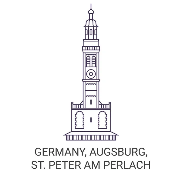 Tyskland Augsburg Peter Perlach Resa Landmärke Linje Vektor Illustration — Stock vektor