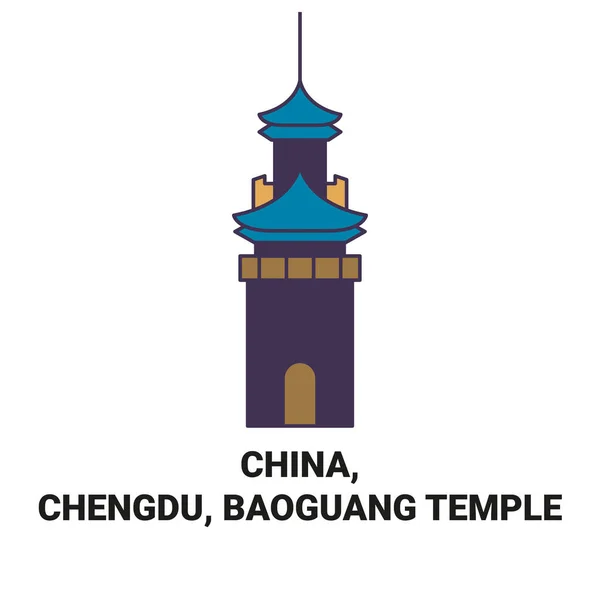 China Chengdu Baoguang Tempel Reise Meilenstein Linienvektorillustration — Stockvektor