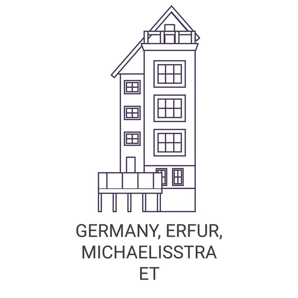 Tyskland Erfur Michaelisstraet Resa Landmärke Linje Vektor Illustration — Stock vektor