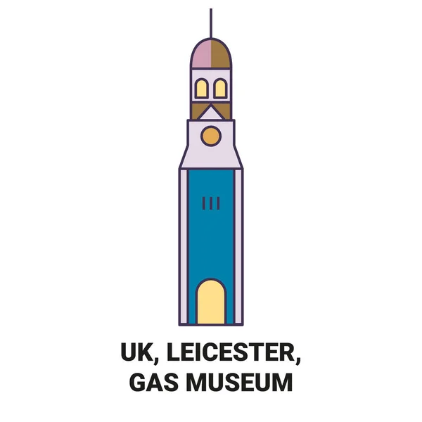 Leicester Gas Museum Travel Landmark Line Vector Illustration — 스톡 벡터