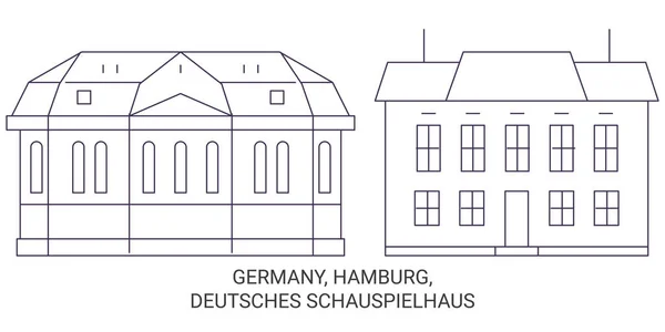 Niemcy Hamburg Deutsches Schauspielhaus Podróży Punkt Orientacyjny Linii Wektor Ilustracja — Wektor stockowy