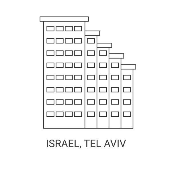 Israel Tel Aviv Travel Landmark Line Vector Illustration — 스톡 벡터