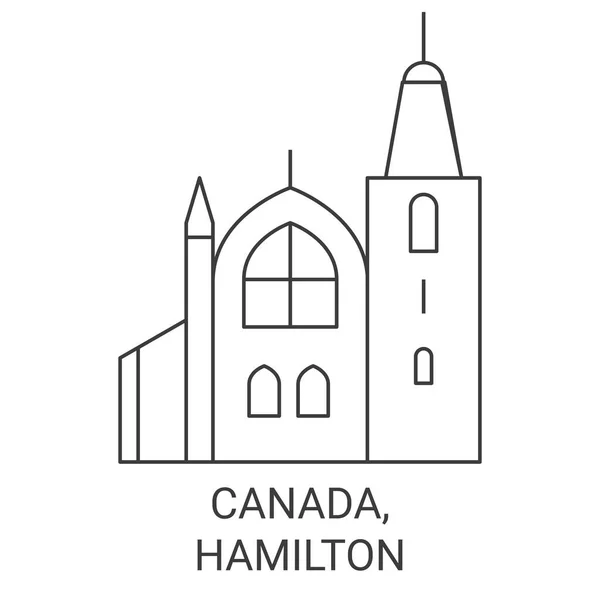 Canadá Hamilton Viagem Marco Linha Vetor Ilustração — Vetor de Stock