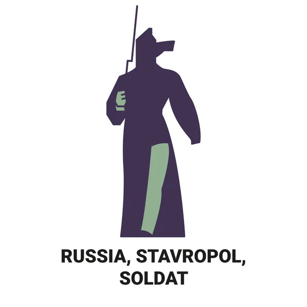 Ρωσία Σταυρούπολη Soldat Ταξιδιωτικό Ορόσημο Γραμμή Διανυσματική Απεικόνιση — Διανυσματικό Αρχείο