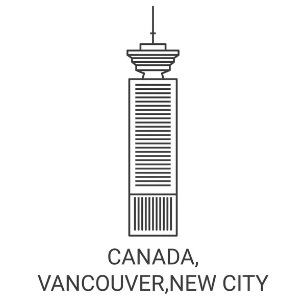 Canada Vancouver New City Travel Landmark Line Vector Illustration — Stock Vector