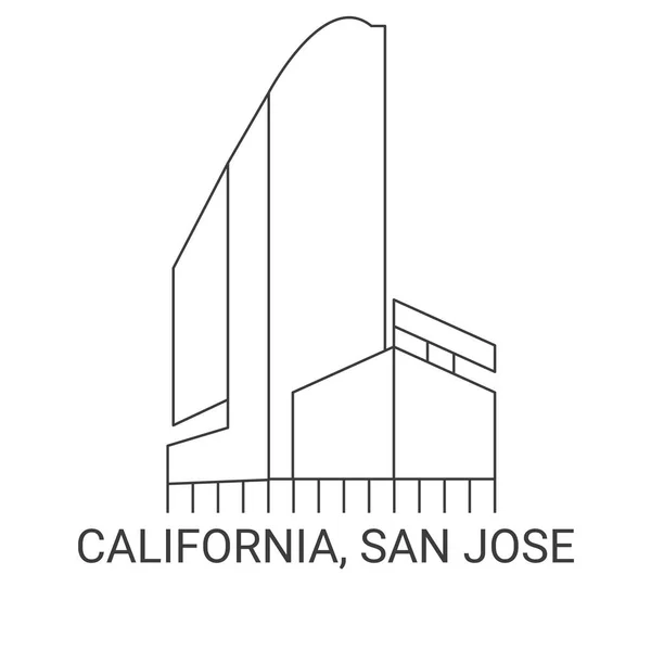 United States California San Jose Travel Landmark Line Illustration — стоковий вектор
